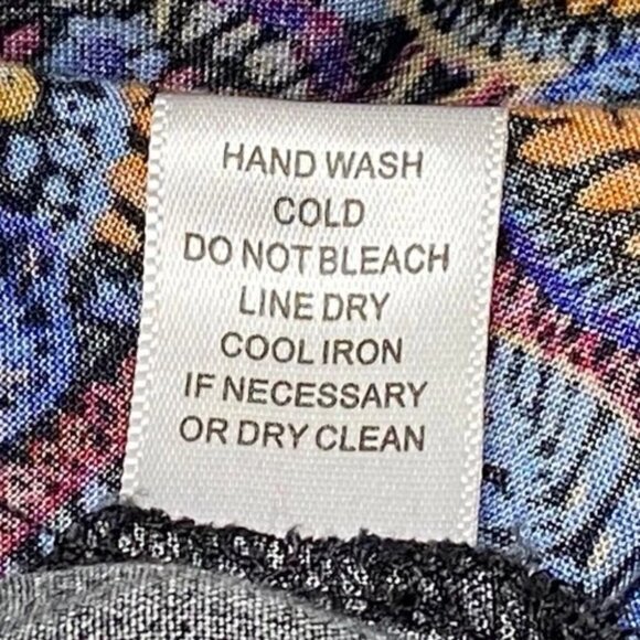 Cable & Gauge Long Tunic Women's Small Black Floral Print 3/4 Roll Tab Sleeves - Picture 9 of 11